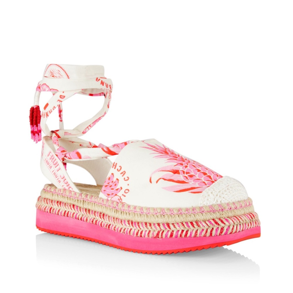 Farm Rio Pink Fruit Juice Platform Espadrille Sandals